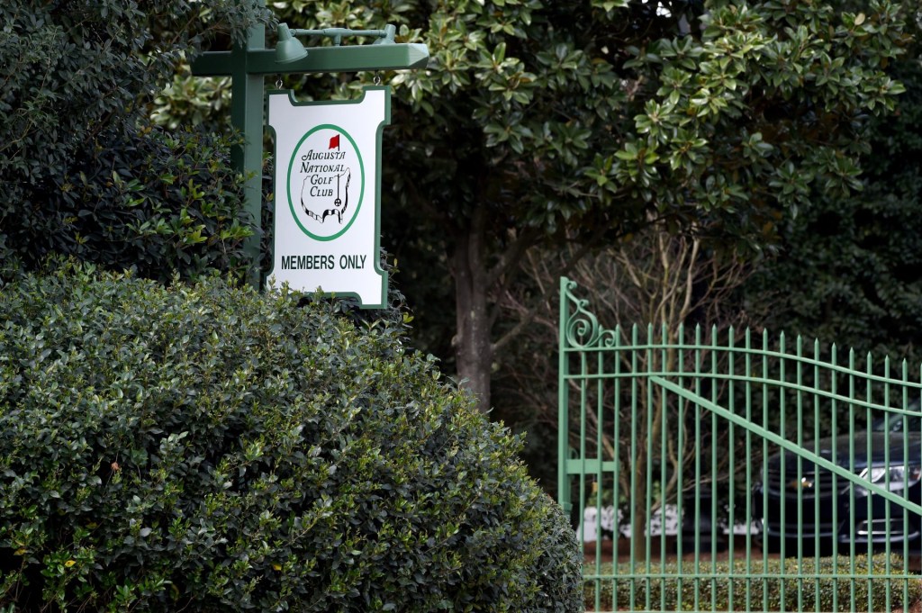 Mar 13, 2020; Augusta, GA, USA; The front entrance at Augusta National Golf Club in Augusta, Ga., Friday morning. The Masters Tournament has been postponed due to coronavirus concerns.
